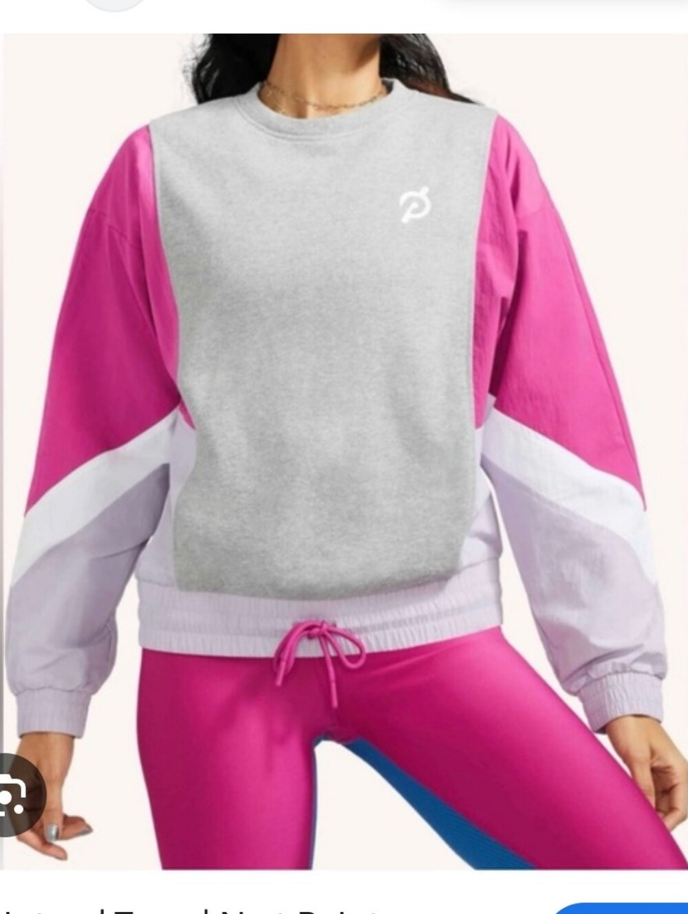 Peloton Pink & Gray Colorblock Mix Pullover